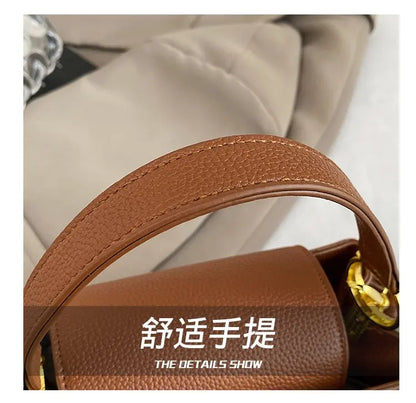 Buckled Leather Shoulder Handbag