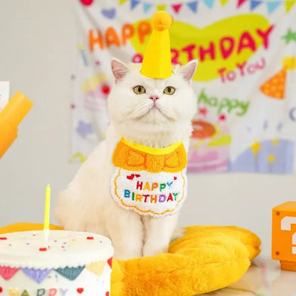 Pet Birthday Hat & Bandana Set for Dogs & Cats