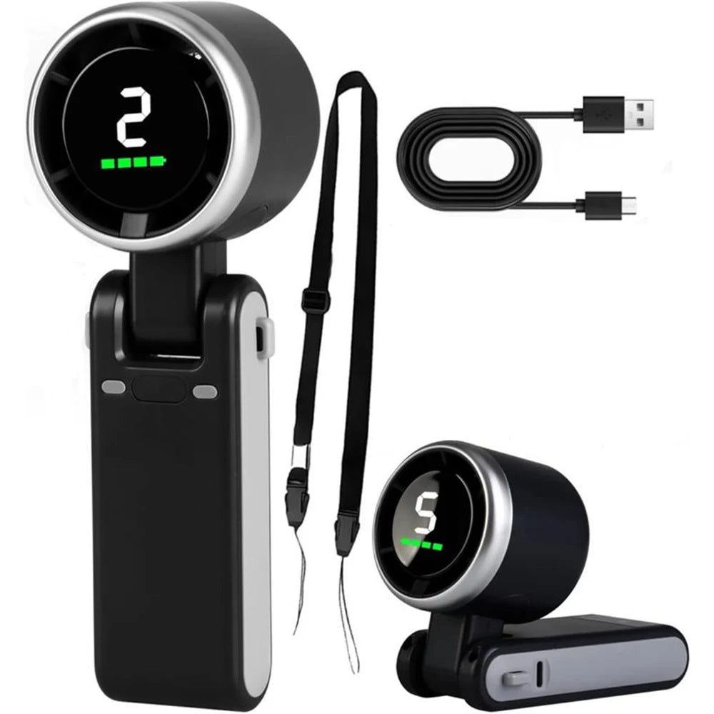 Portable 3-in-1 Turbo Handheld Fan with Digital Display