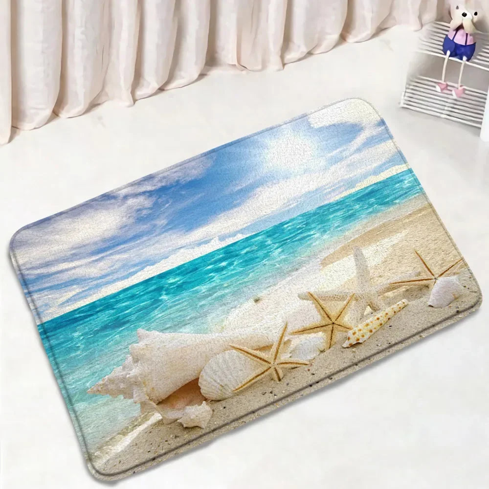 Ocean Seashell Bathroom Mat Set