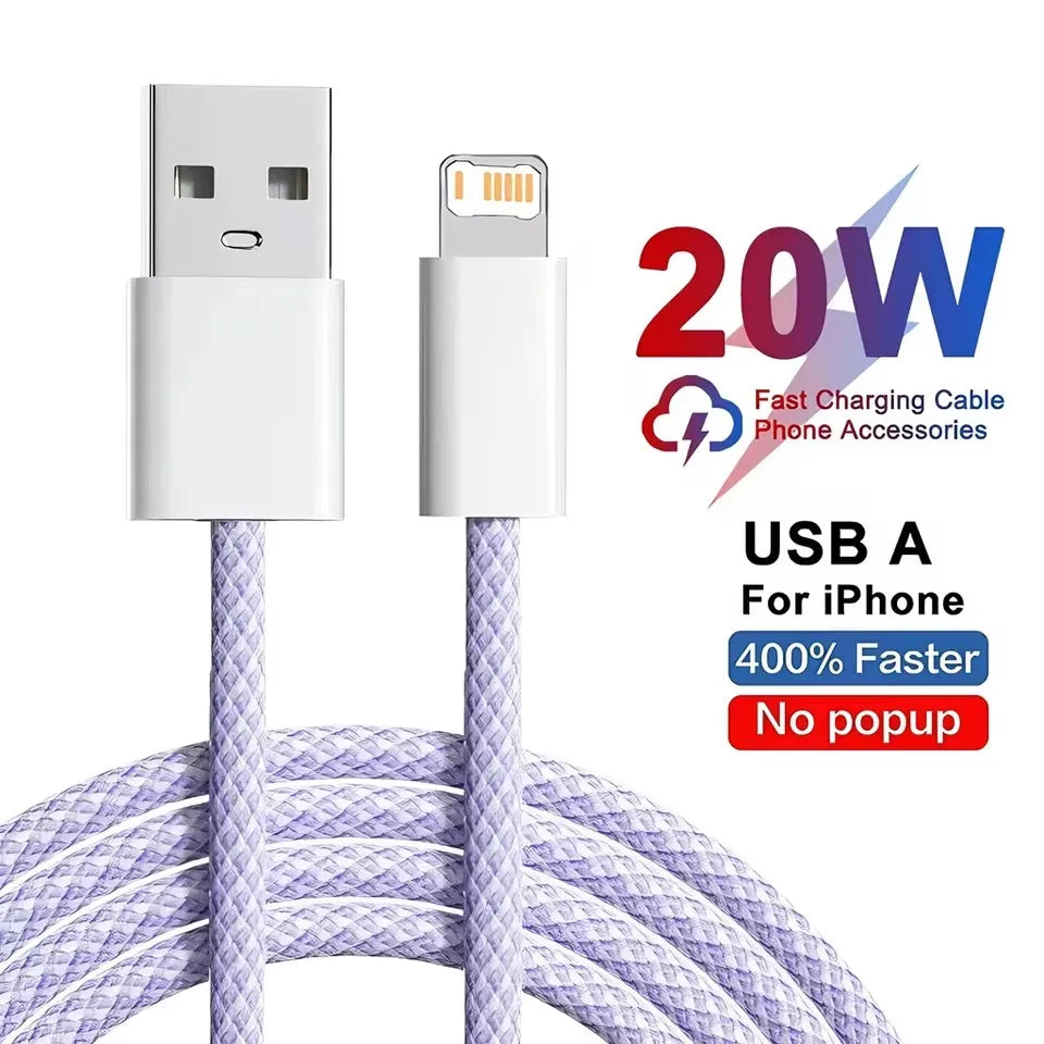 Braided USB-A to Lightning Fast Charging Cable