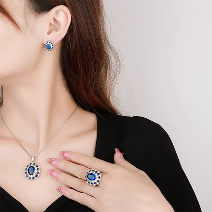 Sapphire-Style Gemstone Jewelry Set