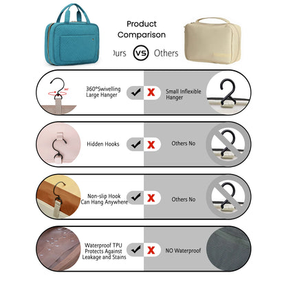 Makeup Cosmetic Bag with Hanging Hook Water-resistant