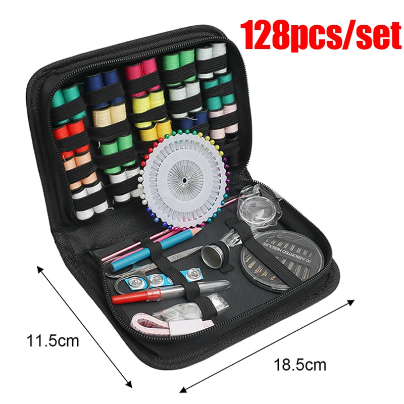 Portable Sewing Kit with Threads & Tools