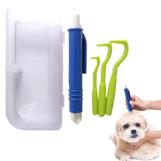 Pet Tick Remover Kit with Hooks & Tweezers