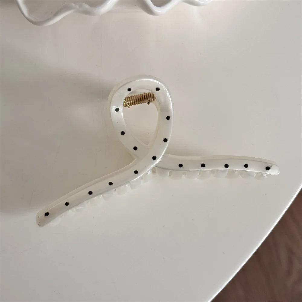 Large Black Wave Dot Hair Claw Clip