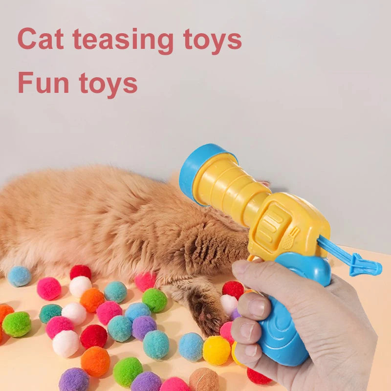 Cat Plush Toy Launcher Gun with Ball