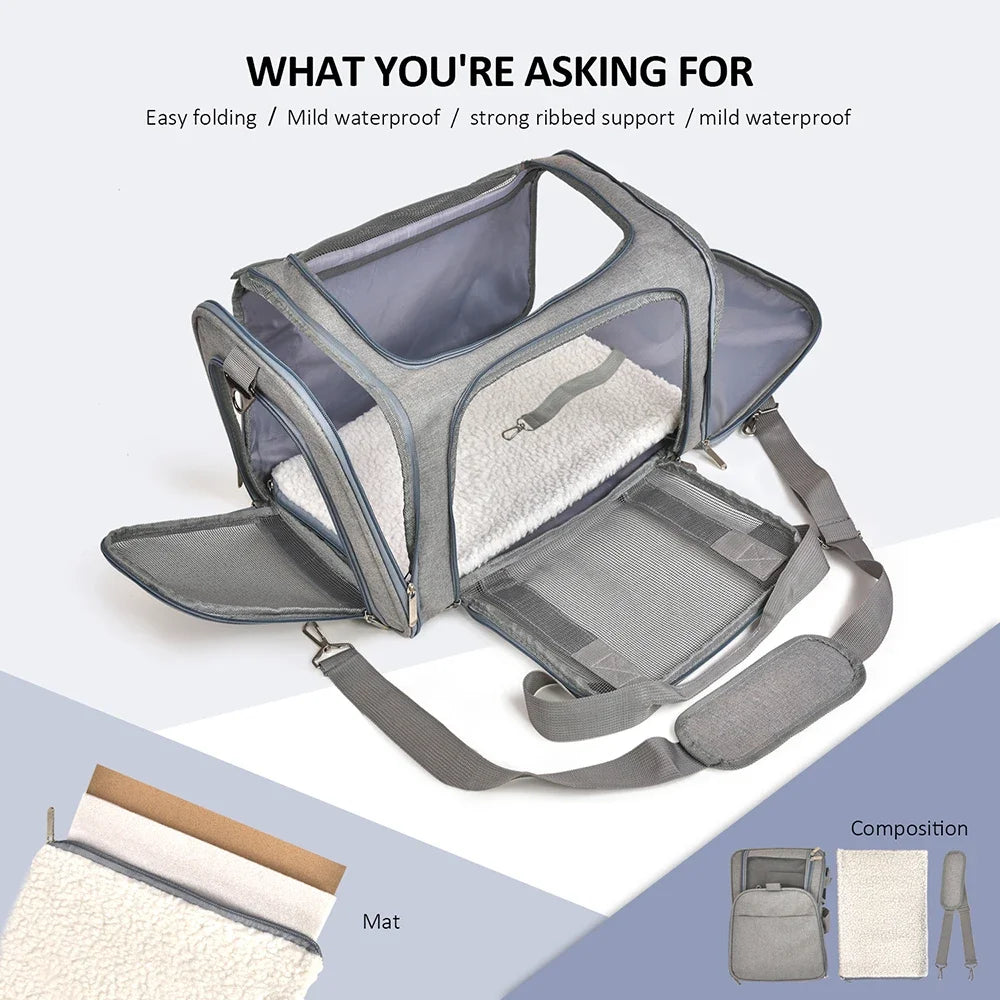 Airline Approved Soft-Sided Pet Carrier Bag for Small Dogs & Cats