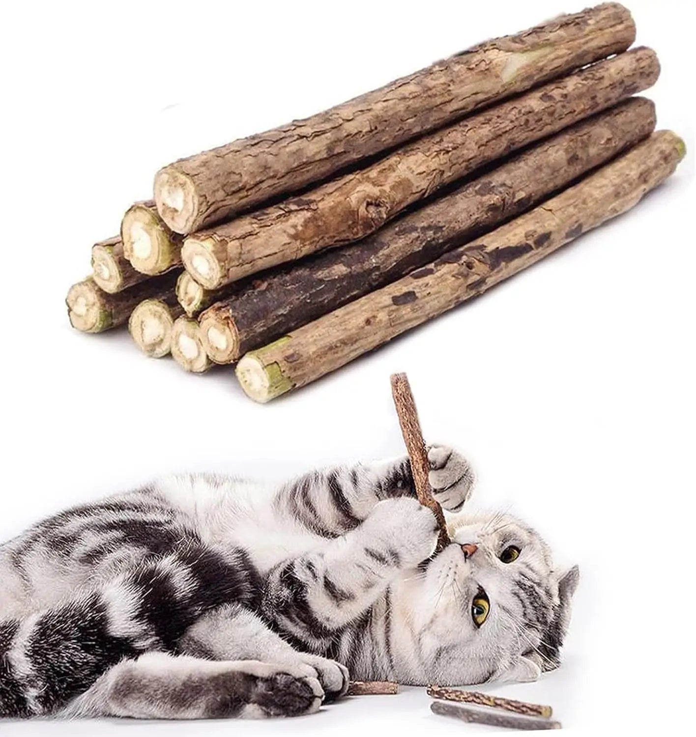 Natural Catnip Silvervine Chew Sticks for Cats