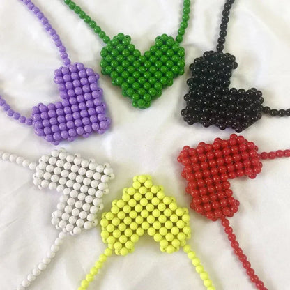 Mini Heart Beaded Crossbody Bag