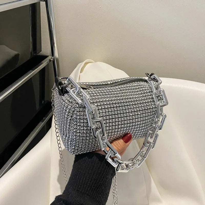 Rhinestone Chain Evening Crossbody Bag