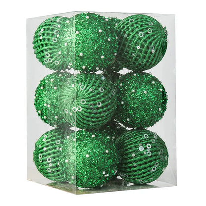 12-Piece Glitter Christmas Bauble Set