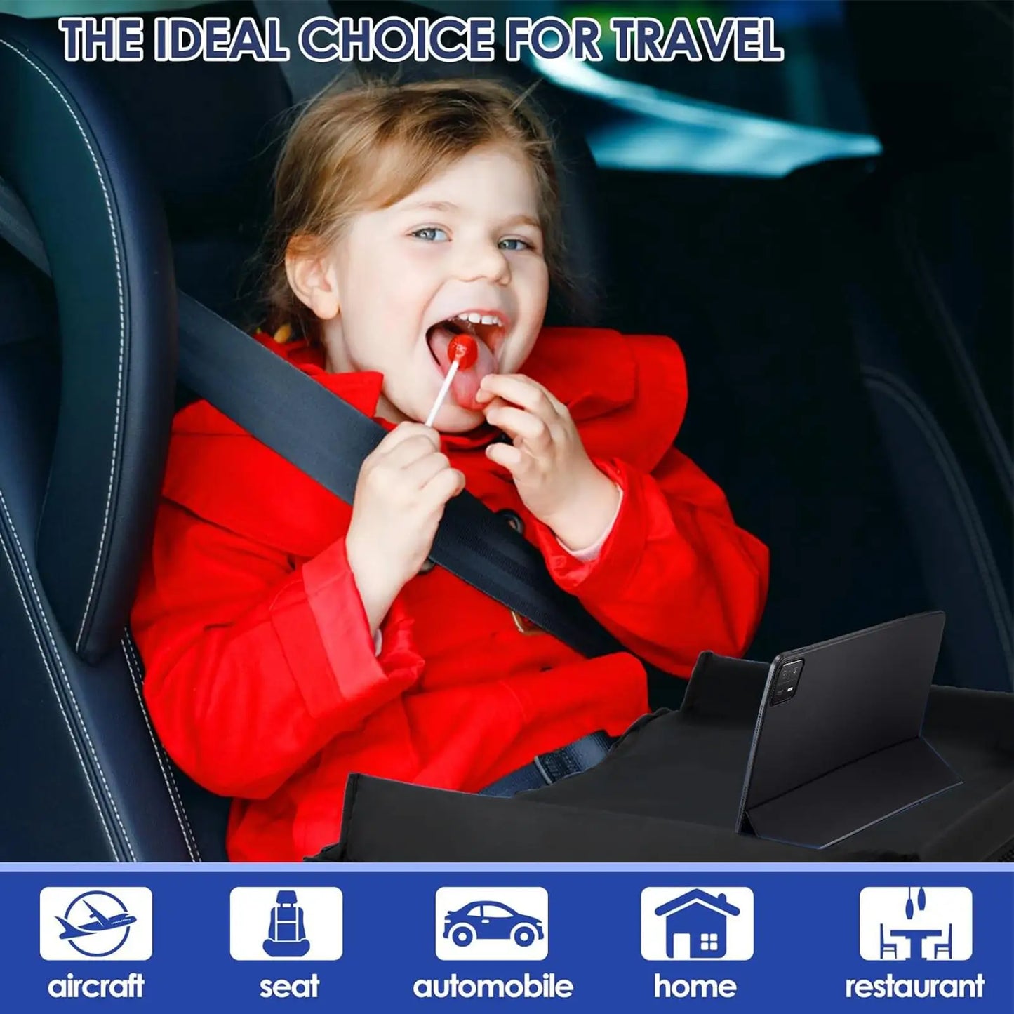 Kids Foldable Travel Tray for Car & Airplane