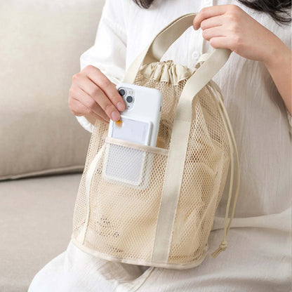 Foldable Drawstring Mesh Toiletry Storage Bag