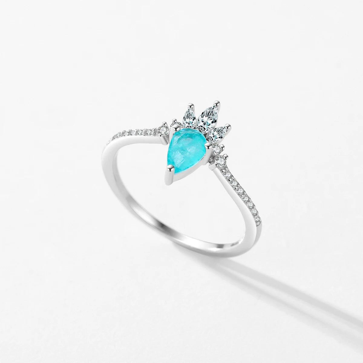 Paraiba Tourmaline Sterling Silver Crown Ring