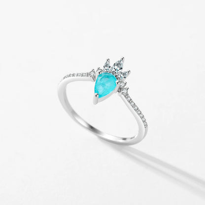 Paraiba Tourmaline Sterling Silver Crown Ring