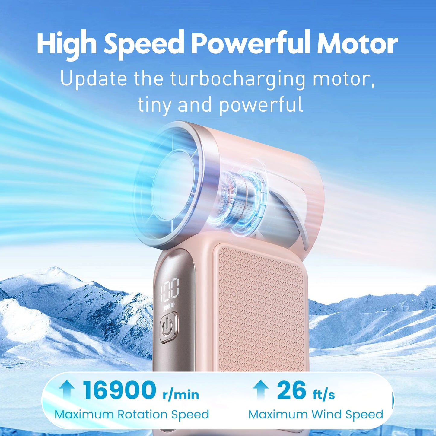 USB Rechargeable Mini Handheld Fan with Digital Display