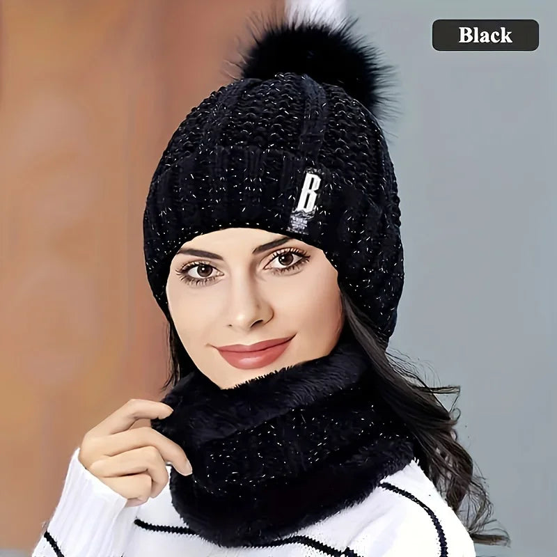 Women’s Winter Knit Hat & Scarf Set