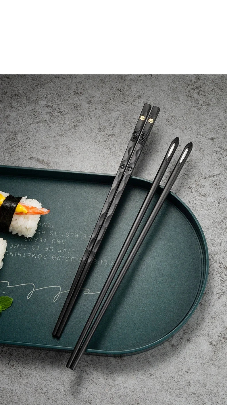 5 Pairs Stainless Steel Non-Slip Chopsticks Set
