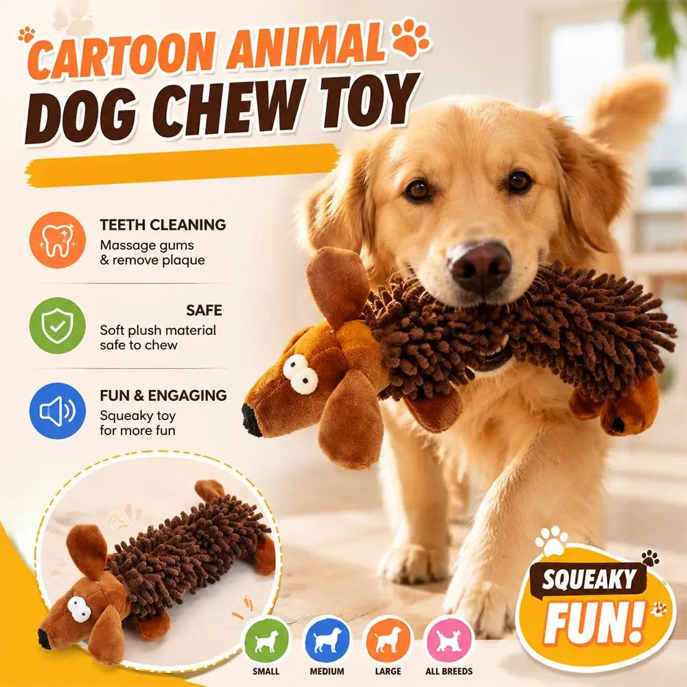 Cartoon Animal Squeaky Plush Dog Chew Toy