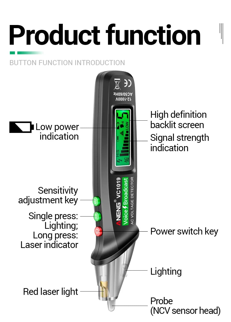 ANENG Non-Contact Voltage Tester Pen