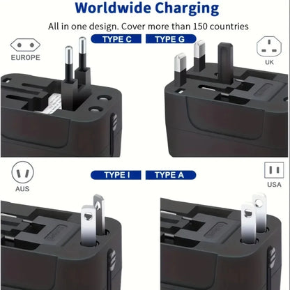 Universal Travel Adapter with Dual USB & Type-C