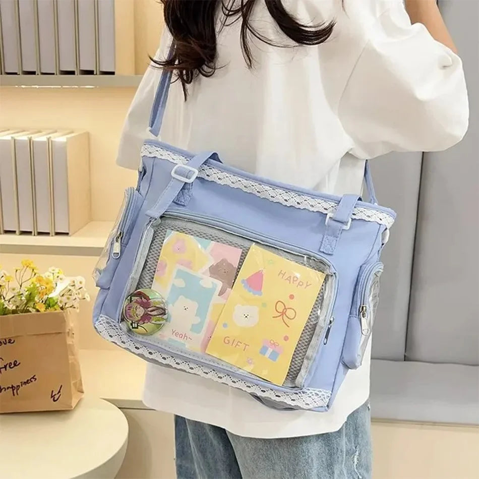 Large Canvas Ita Crossbody Tote Bag