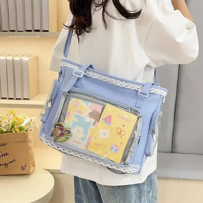Large Canvas Ita Crossbody Tote Bag