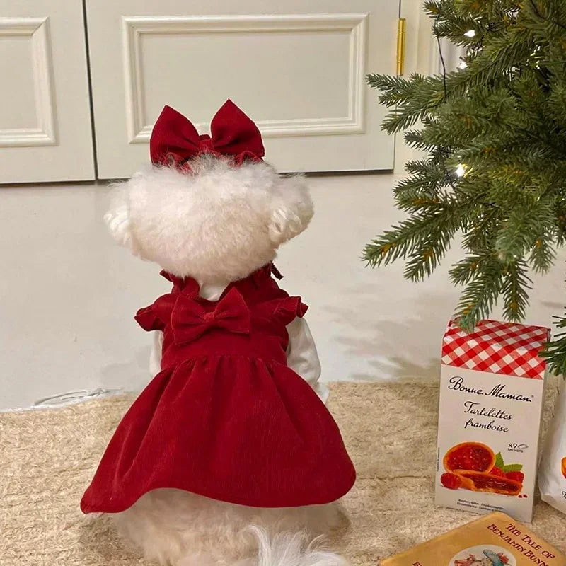Winter Bow Knot Dog Dress