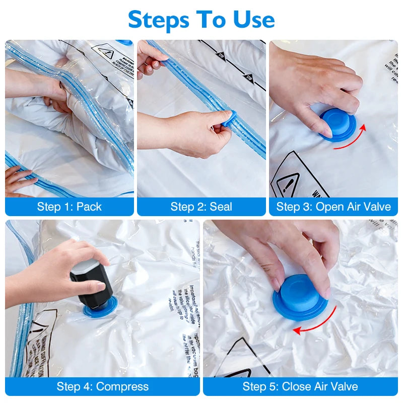 Reusable Vacuum Storage Bags with Travel Pump