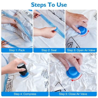 Reusable Vacuum Storage Bags with Travel Pump