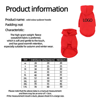 Pet Hooded Sweatshirt for Dogs & Cats