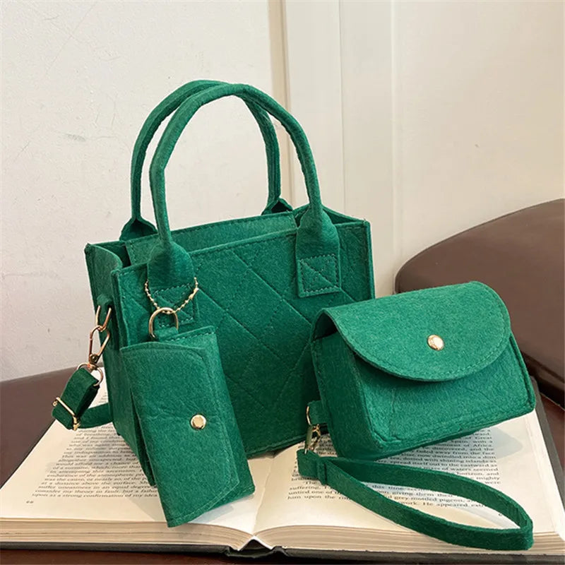 Felt Tote, Crossbody Bag & Wallet Set for Everyday Use