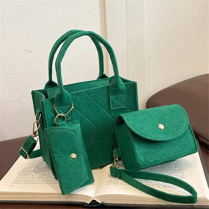 Felt Tote, Crossbody Bag & Wallet Set for Everyday Use
