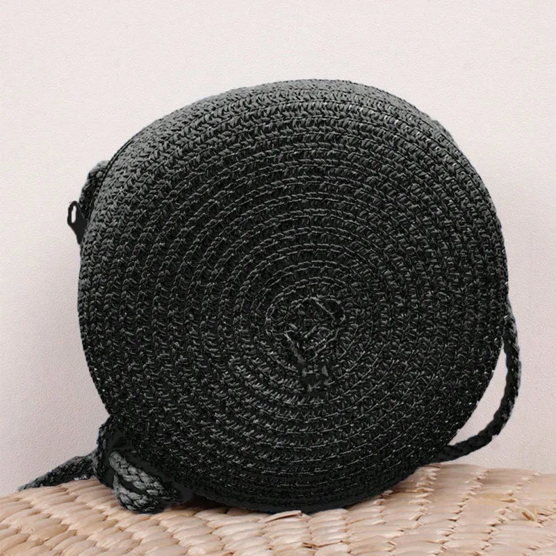 Round Straw Crossbody Bag