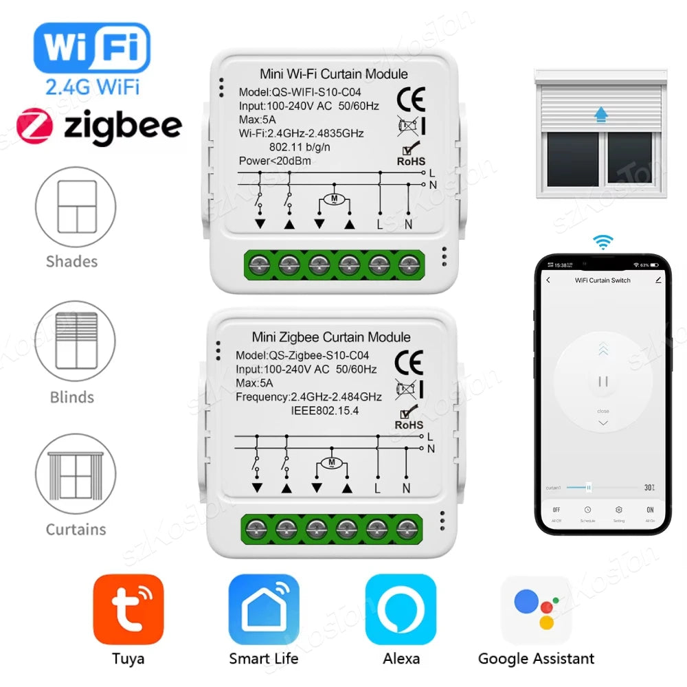 Tuya Smart WiFi & ZigBee Curtain Switch Module