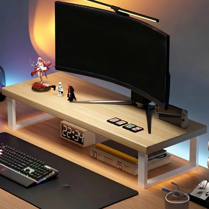 Wooden Desktop Monitor Stand Organizer