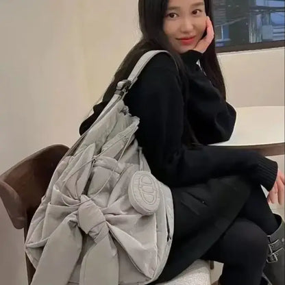 Minimalist Nylon Shoulder Tote Bag