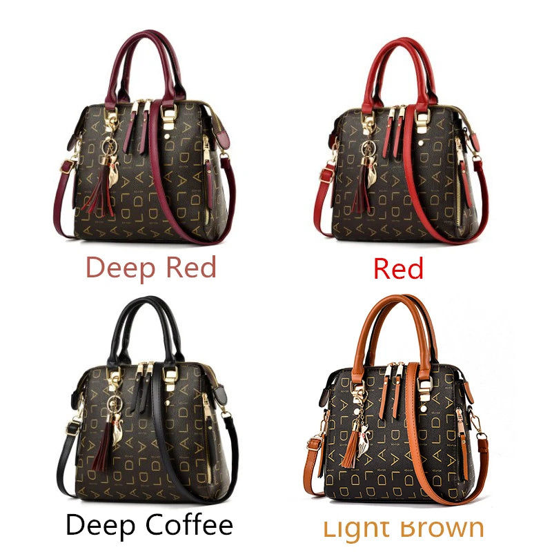 Large PU Leather Monogram Tote Handbag