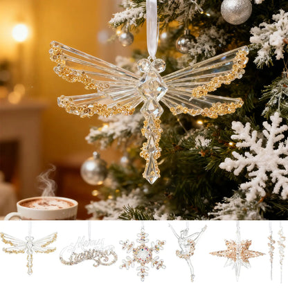 Clear Acrylic Snowflake & Icicle Christmas Ornament