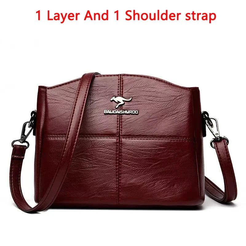 Casual Floral Embossed Leather Crossbody Shoulder Bag