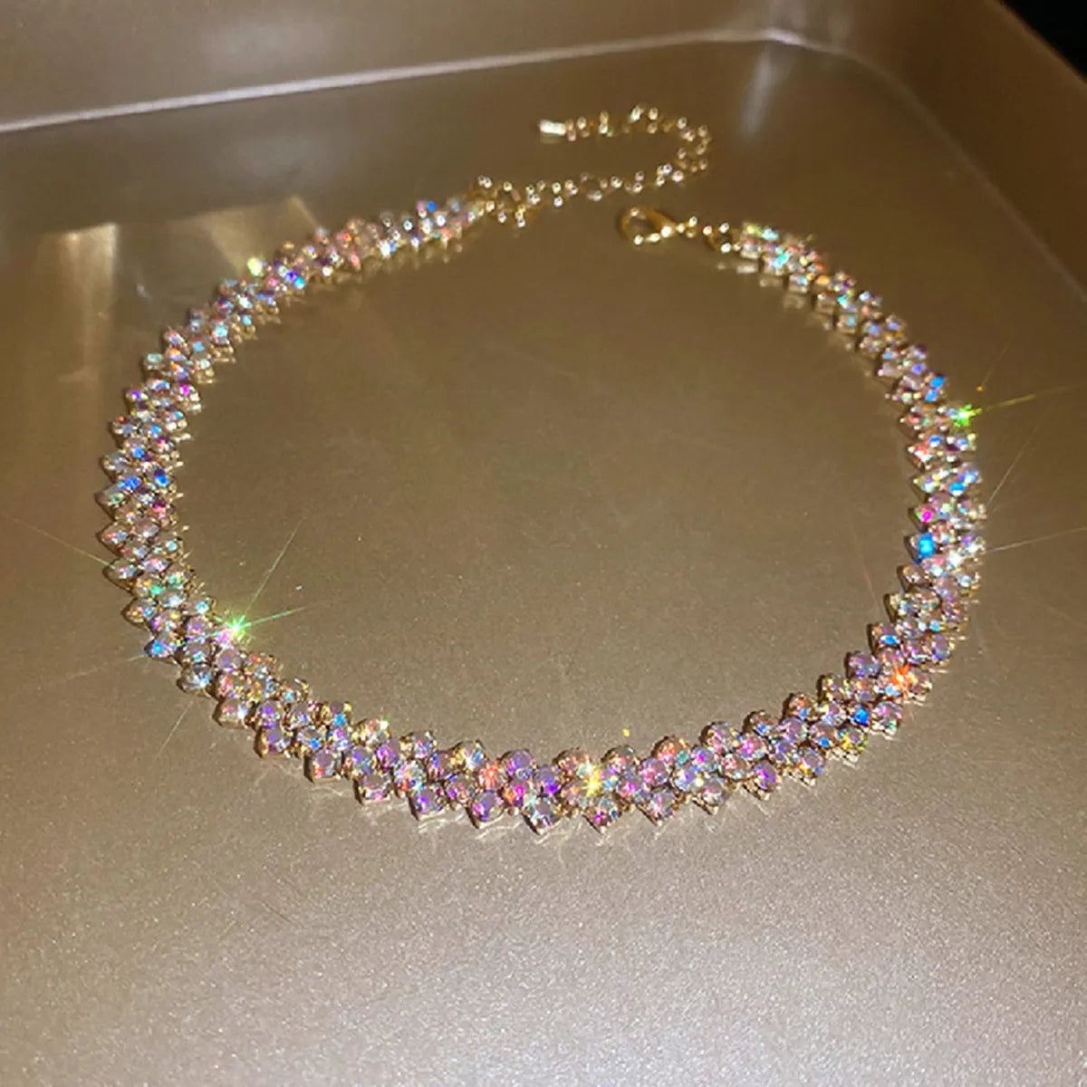 Geometric Rhinestone Crystal Choker Necklace