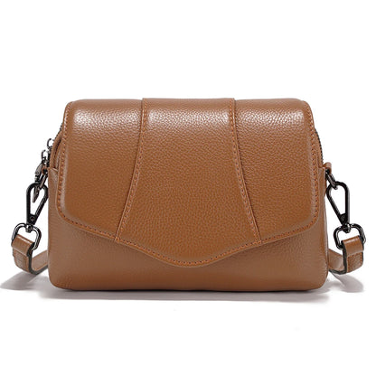 Genuine Leather Multi-Compartment Crossbody Bag