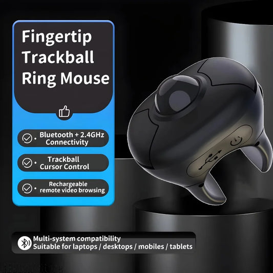 Wireless Finger Ring Trackball Mouse with Bluetooth & 2.4GHz