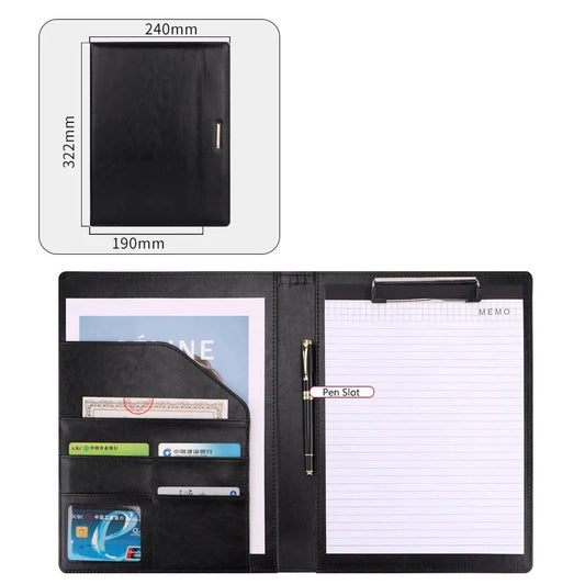 A4 Leather Business Padfolio Clipboard Folder