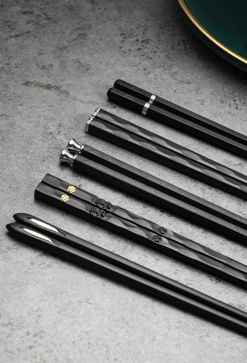 5 Pairs Stainless Steel Non-Slip Chopsticks Set