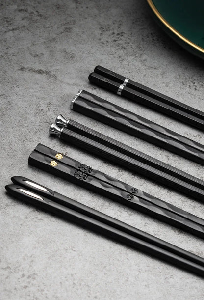 5 Pairs Stainless Steel Non-Slip Chopsticks Set