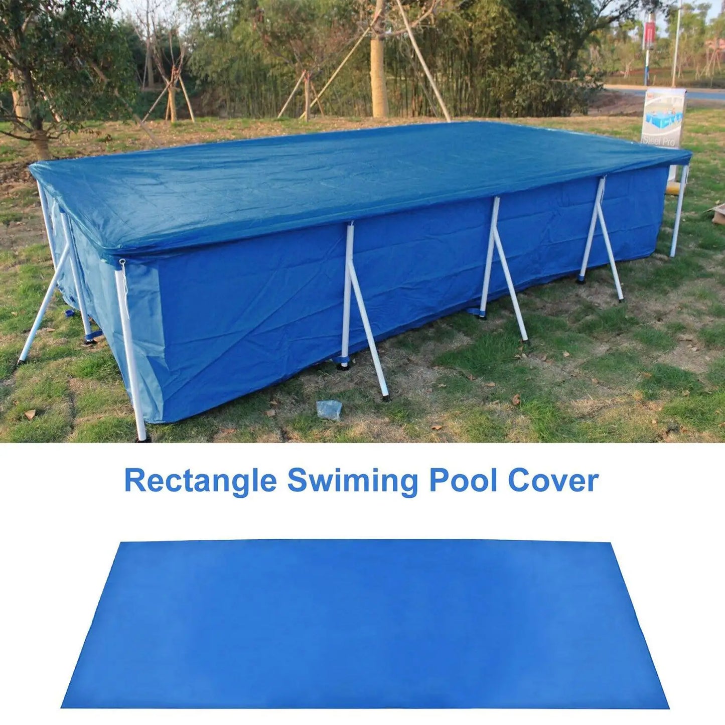 Outdoor PE Pool Cover with Windproof Ropes & Dust Protection