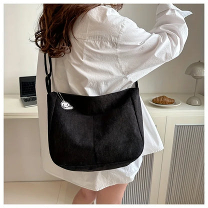 Corduroy Half Moon Shoulder Bag