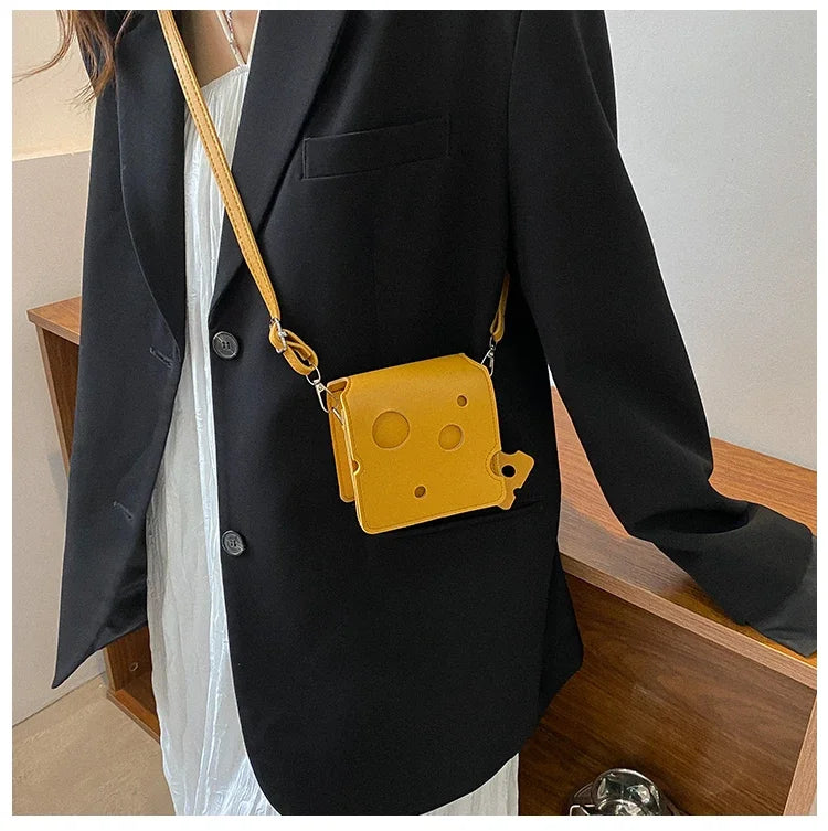Cheese-Shaped Mini Crossbody Bag for Women